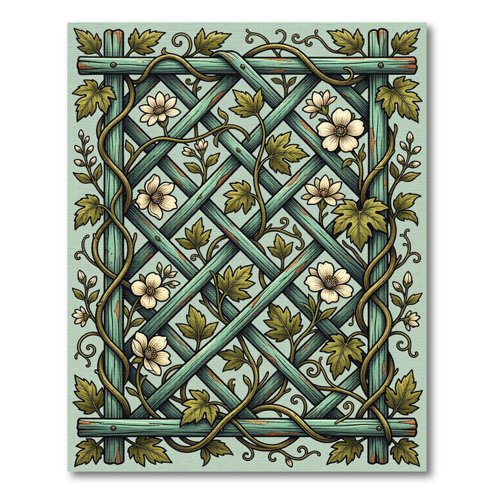 Vining White Flower Lattice Rug