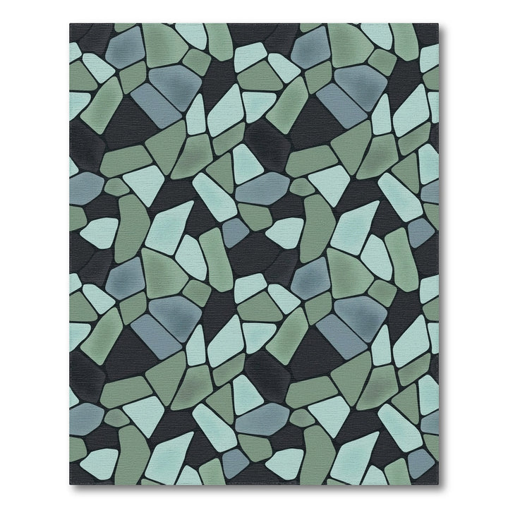Irregular Stone mosaic Blue Green Rug