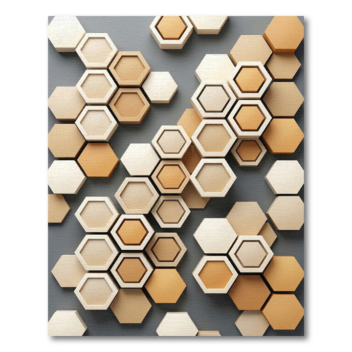 Beige Honeycomb Geometric Mosaic Rug