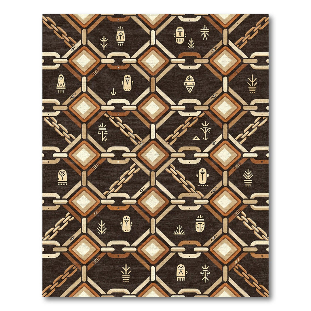 Geometric Chain Link Tribal Symbols Rug