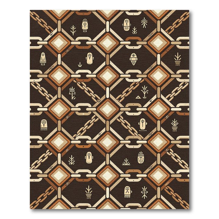 Geometric Chain Link Tribal Symbols Rug