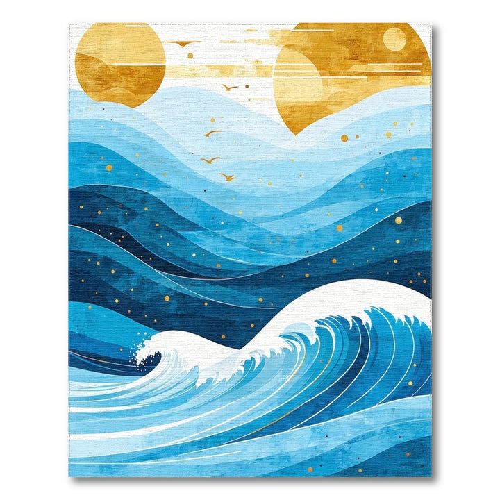 Blue Coastal Wave Area Rug
