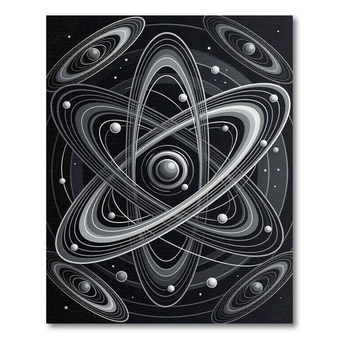 Monochromatic Atomic Orbit Modern Graphic Rug