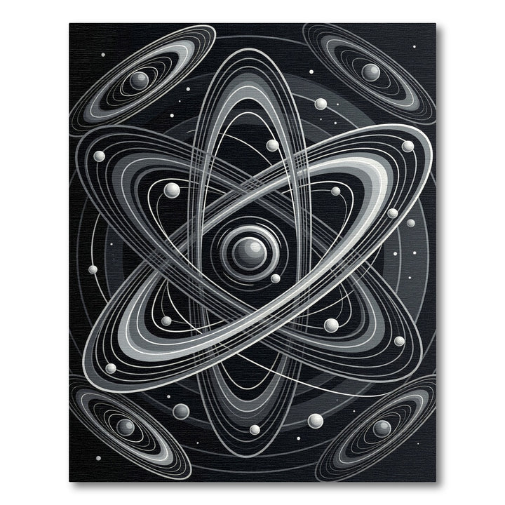 Monochromatic Atomic Orbit Modern Graphic Rug