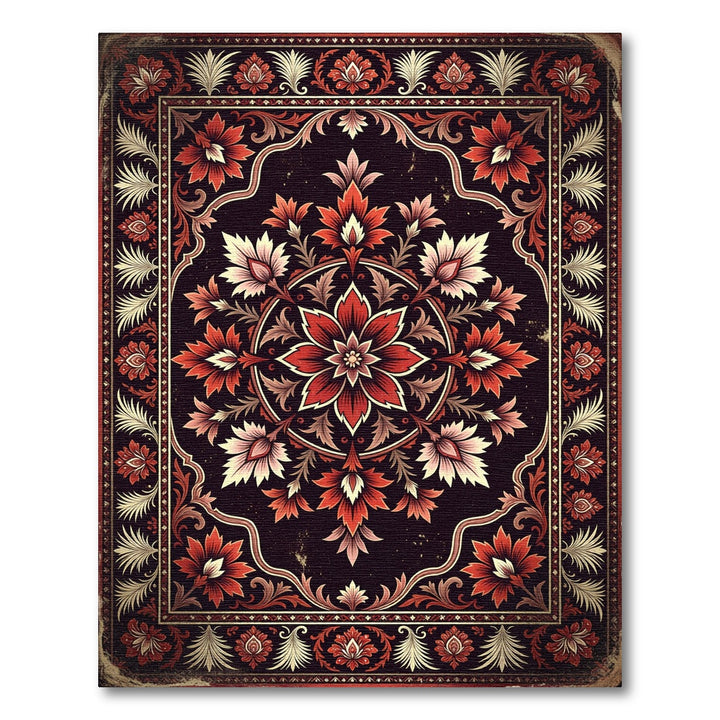 Elaborate Red Golden Floral Rug