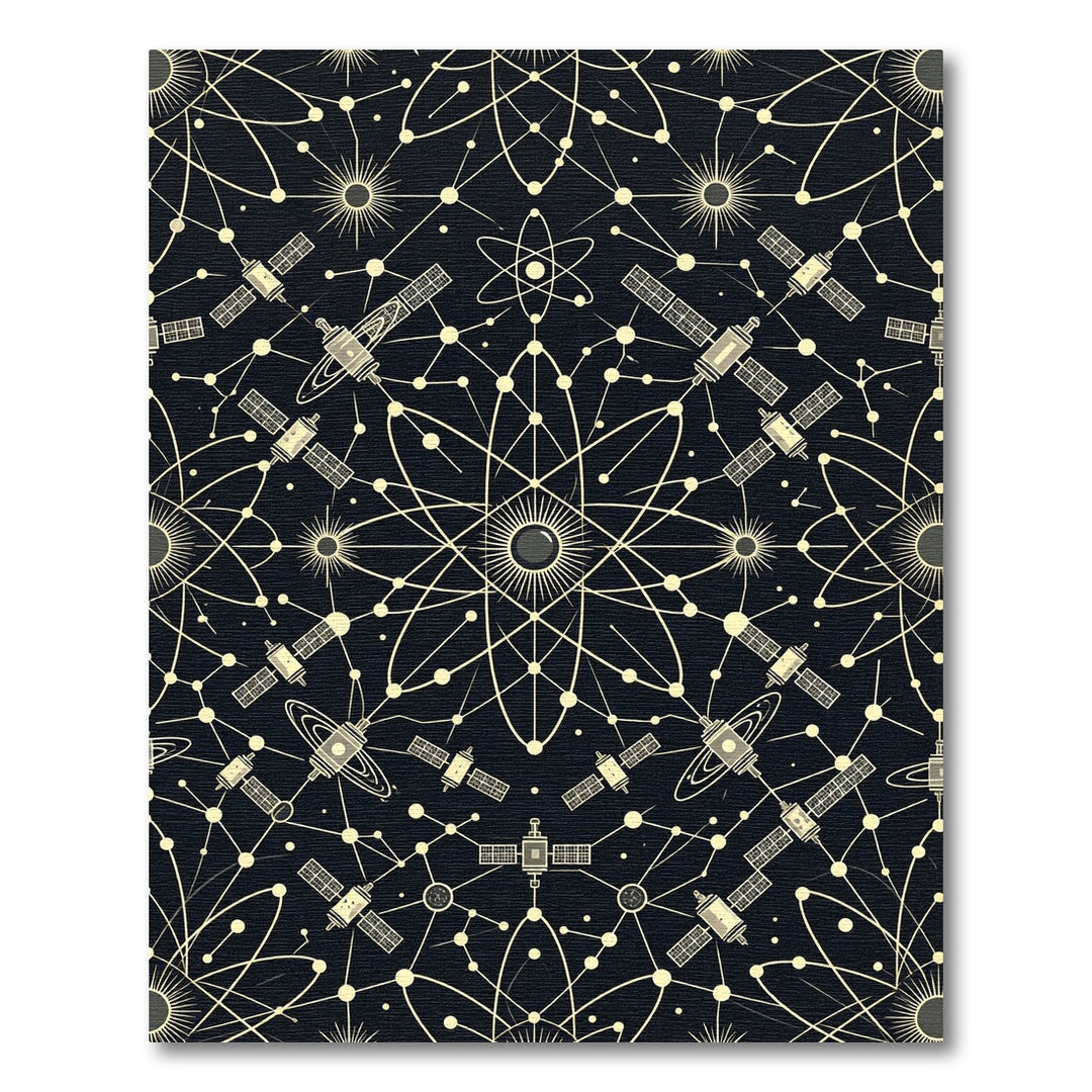 Cosmic Satellite Network Symmetrical Arrangement Rug
