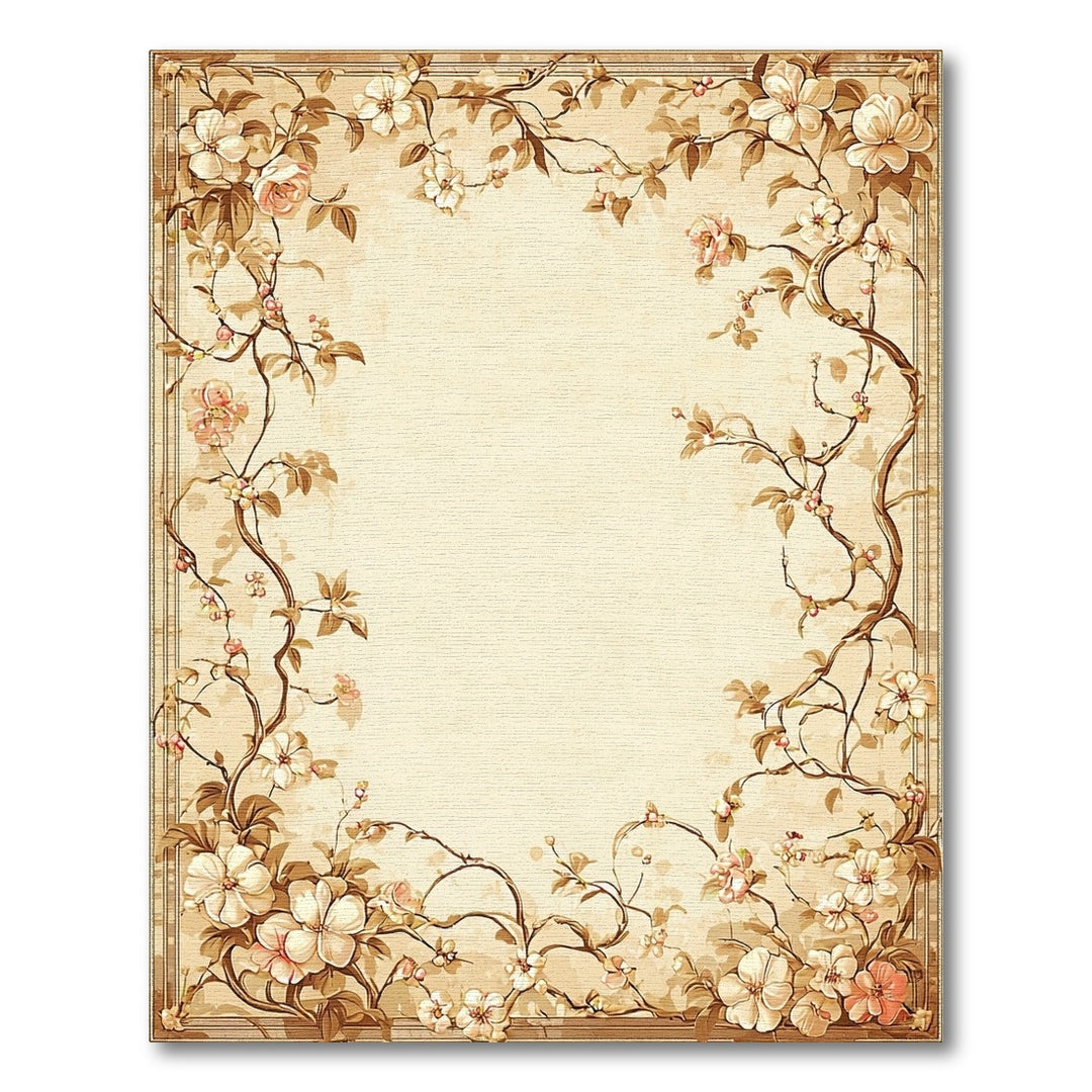 Beige Floral Vintage Area Rug