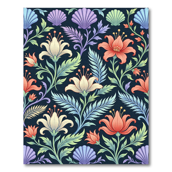 Coral Lily and Seashell Garden Rug