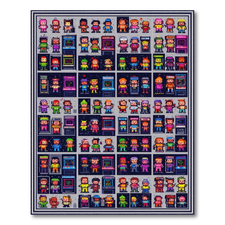Retro Pixel Arcade Multi-Color Kids Rug