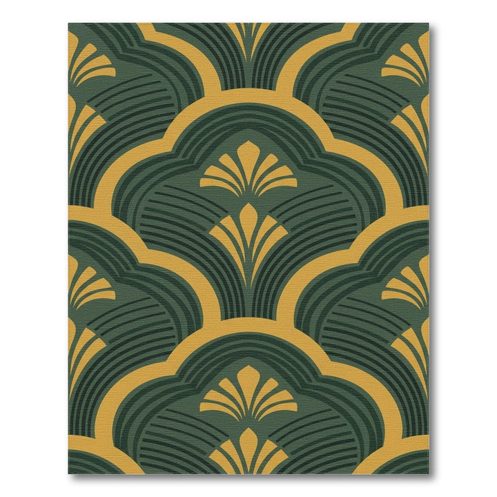 Emerald Gold Fan Scallop Rug