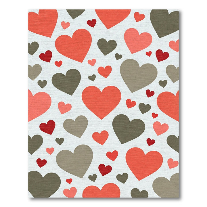 Coral And Gray Heart Scatter Rug