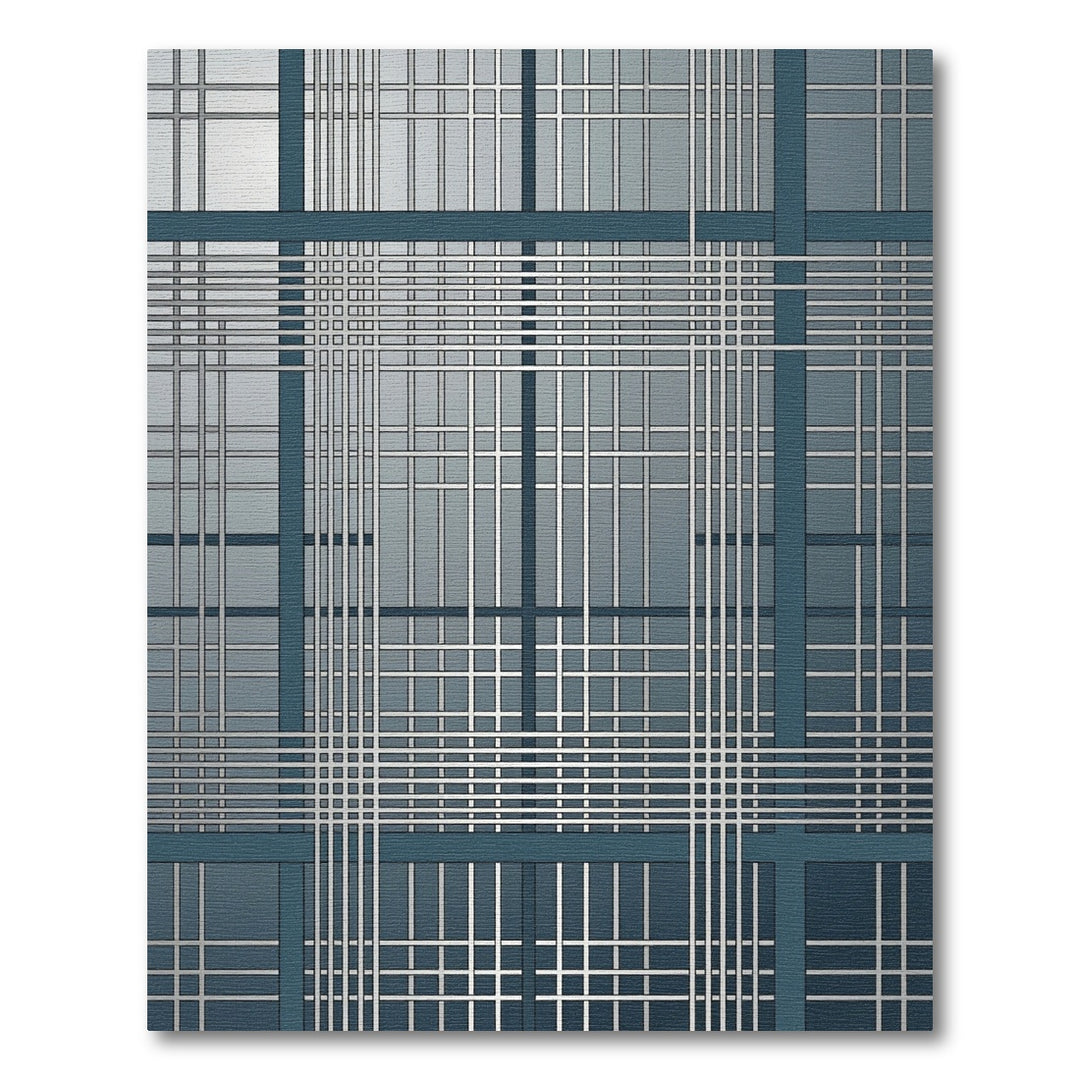 Deep Blue Gridded Urban Window Rug