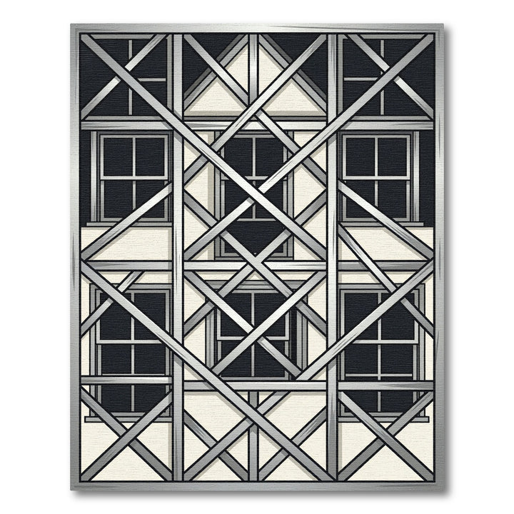 Gray Abstract Window Lattice Rug