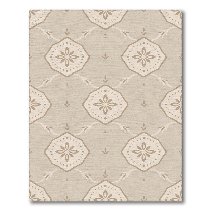 Neutral Beige Medallion Floral Rug