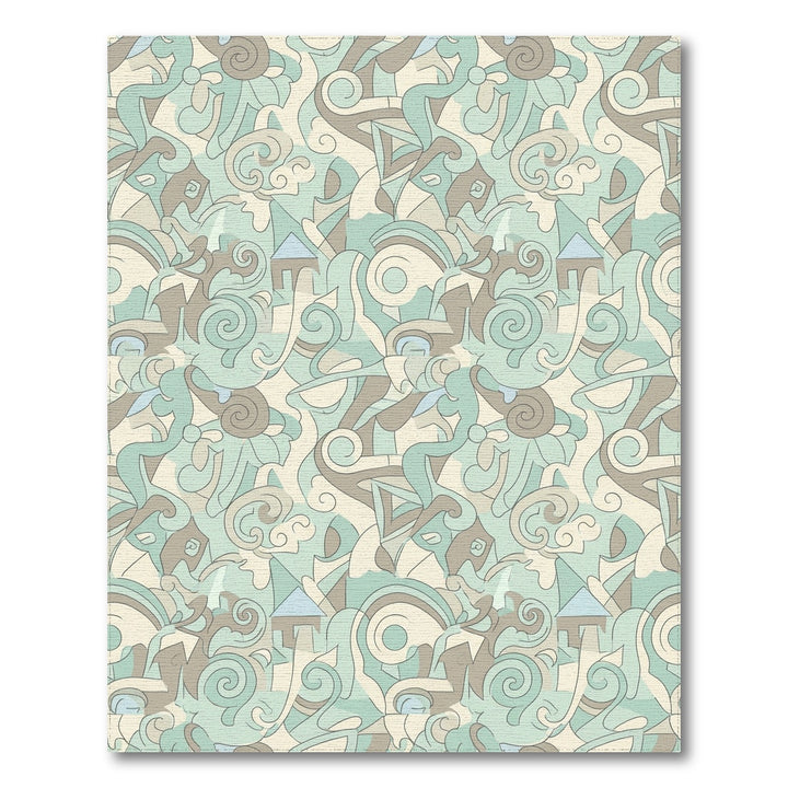 Seafoam Green Abstract Swirl Collage Rug
