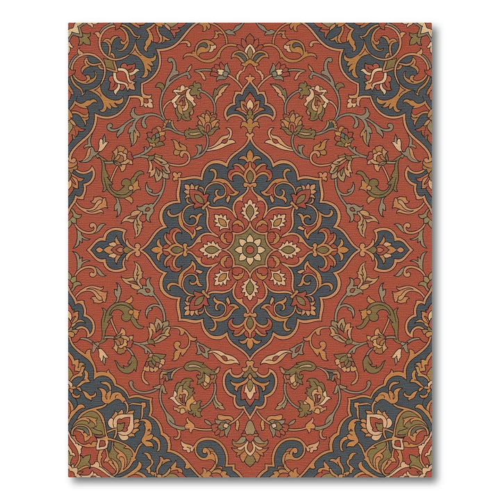 Rustic Terracotta Floral Medallion Rug