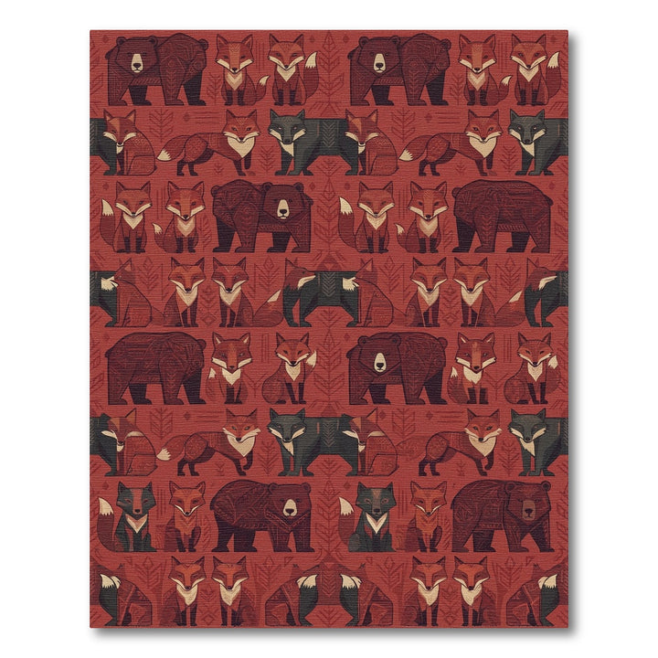 Rustic Woodland Animal Folk Art Rug