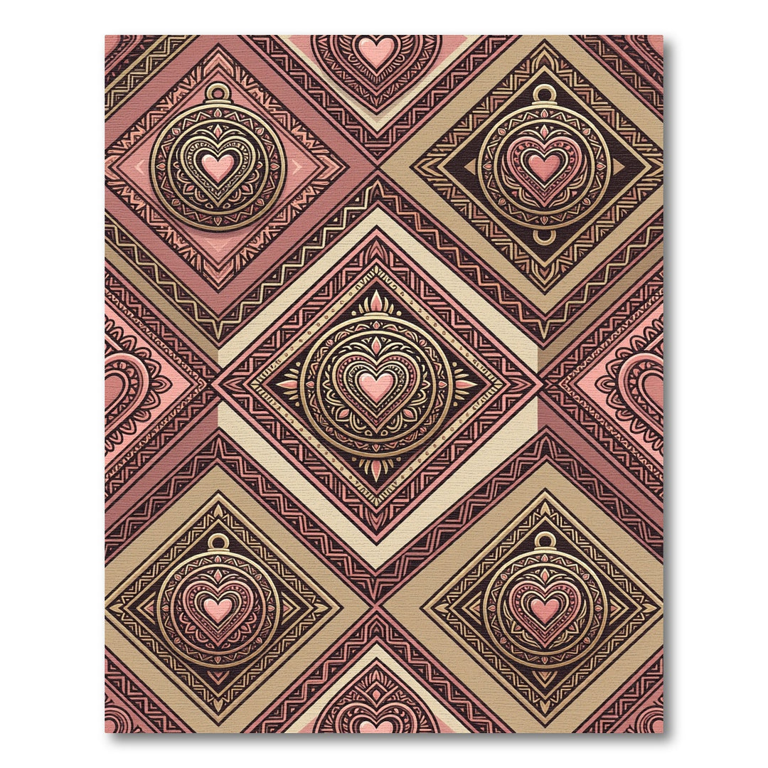Romantic Pink Gold Heart Jewel Rug