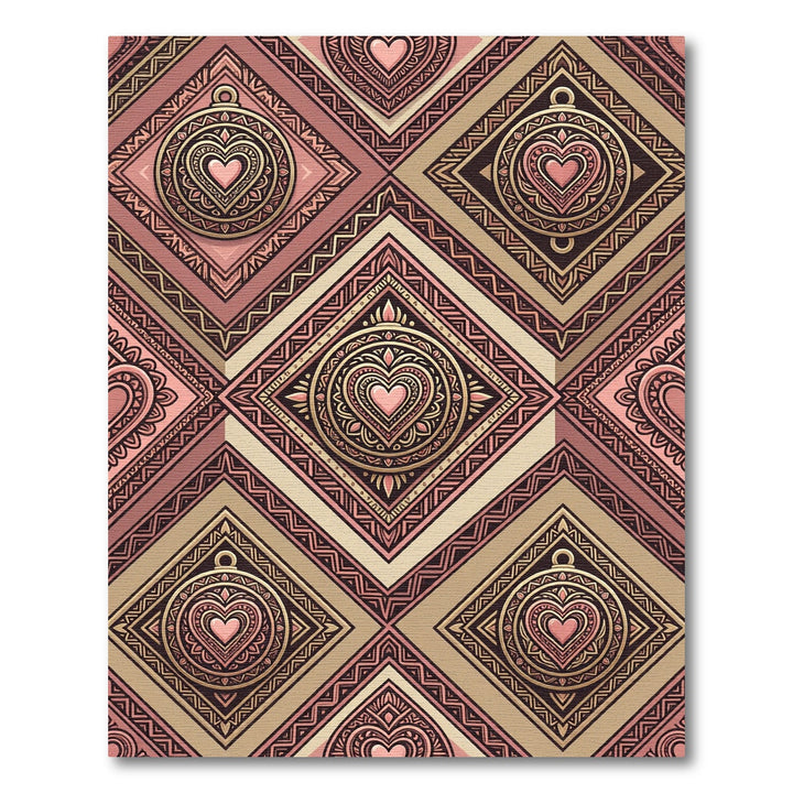 Romantic Pink Gold Heart Jewel Rug