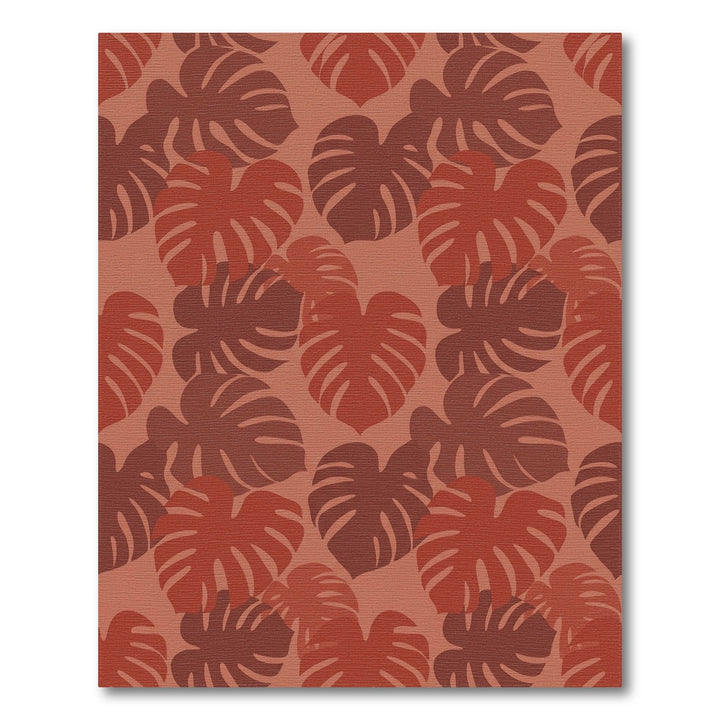 Terracotta Tropical Monstera Leaves Rug
