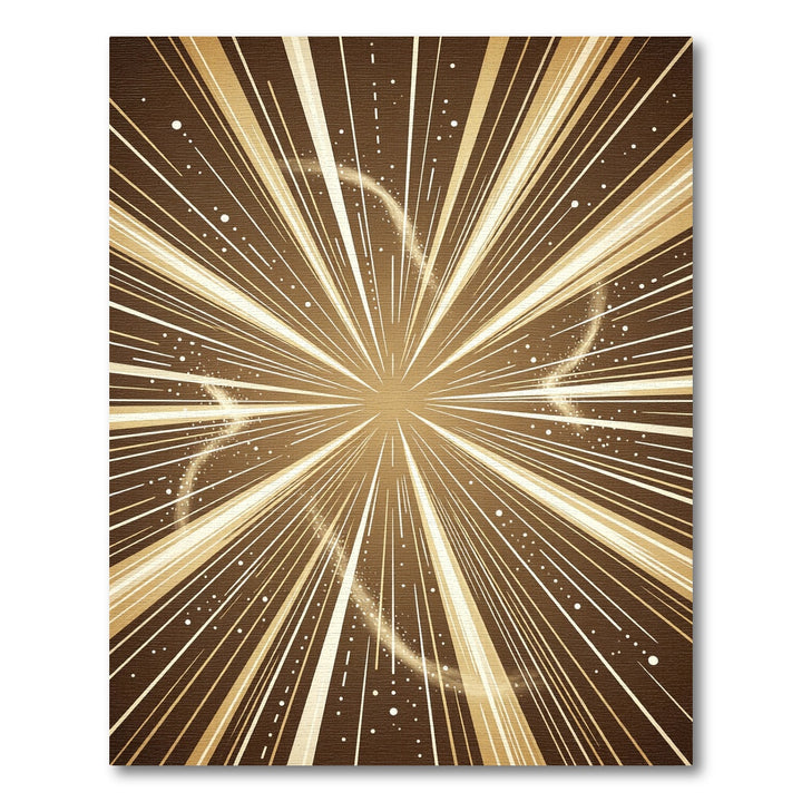 Golden Burst Radiating Lines Rug