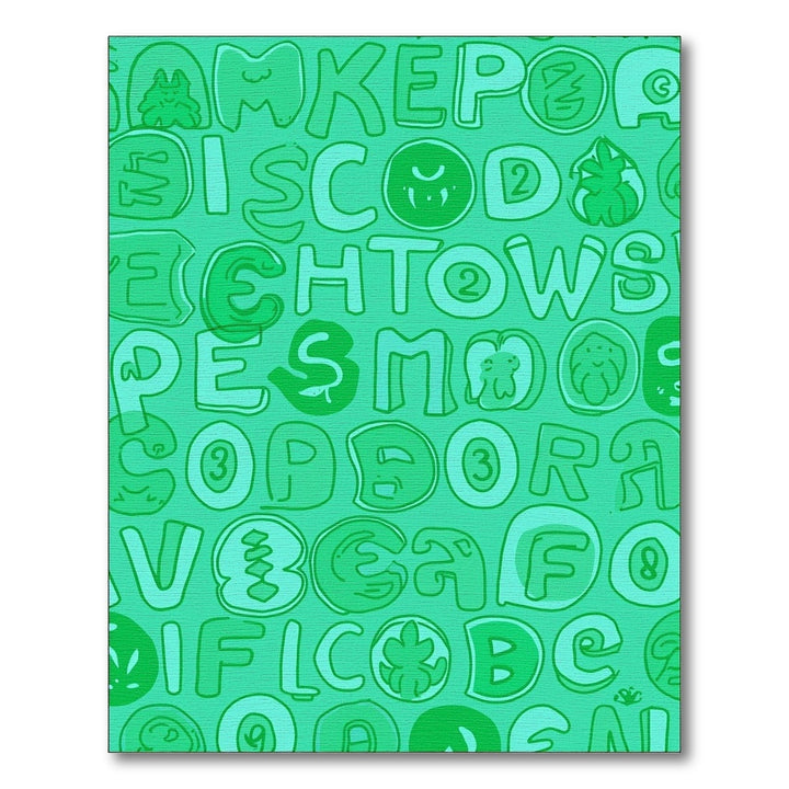 Green Alphabet Playful Cartoon Rug