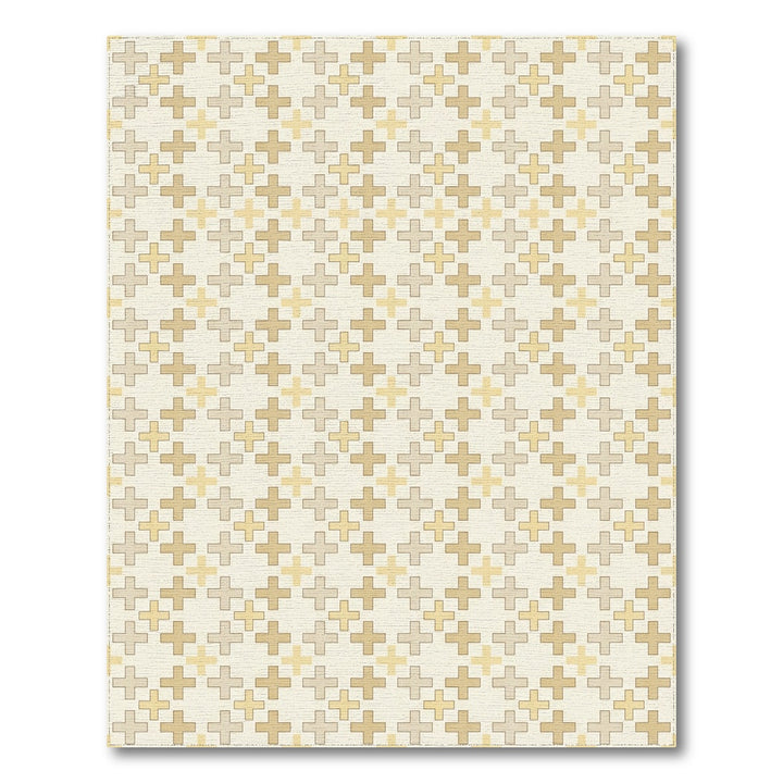 Pale Yellow Cross Stitch Grid Rug