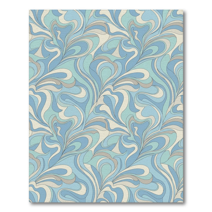 Retro Blue Swirl Abstract Rug