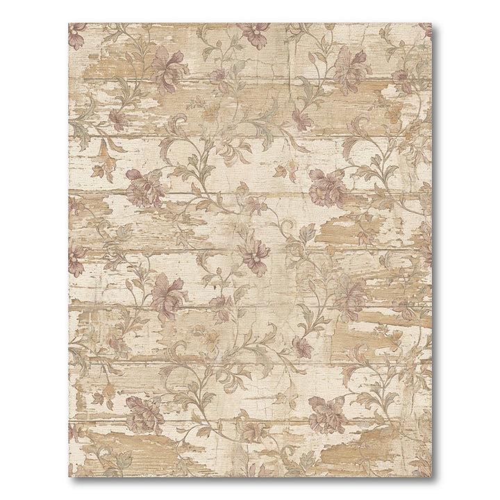 Rustic Floral Vine Distressed Wood Rug