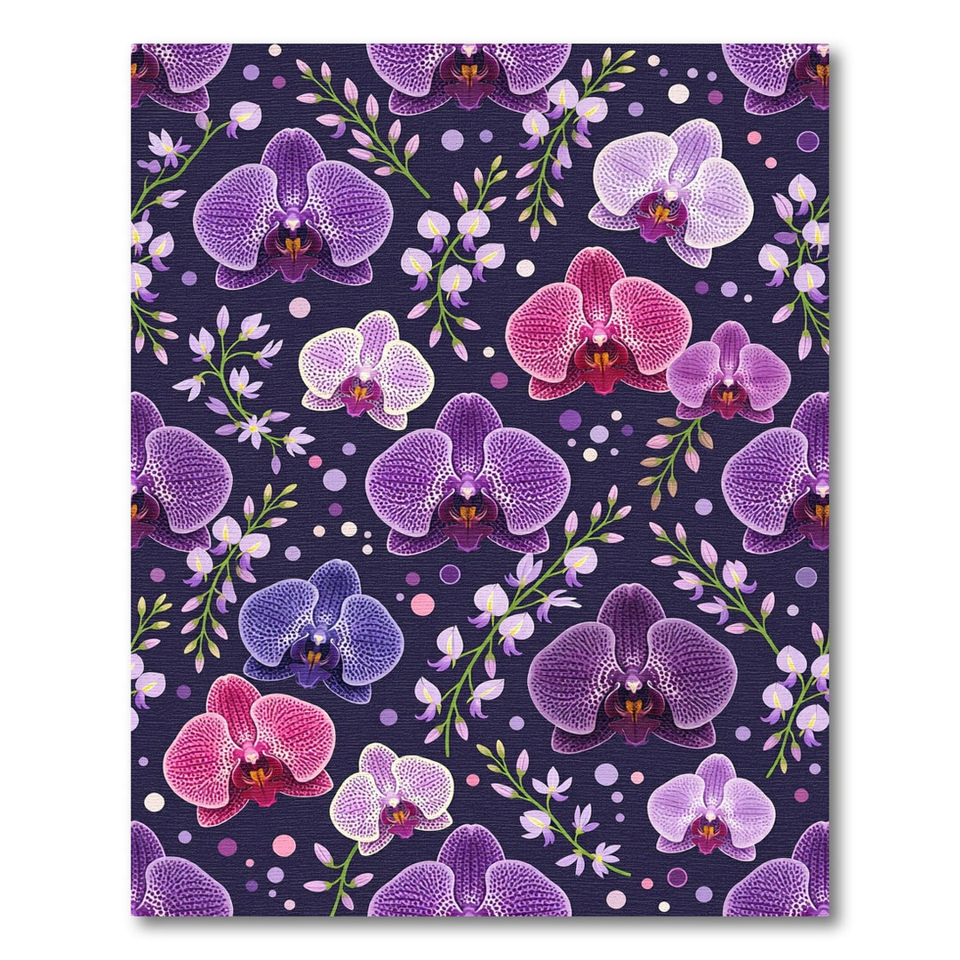 Elegant Purple Orchid Floral Garden Rug