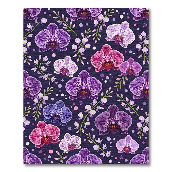 Elegant Purple Orchid Floral Garden Rug