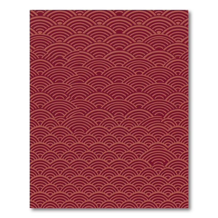 Crimson Red Scale Waves Rug