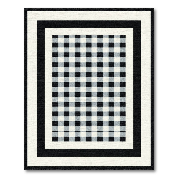 Black and White Black White Buffalo Check Washable Area Rug
