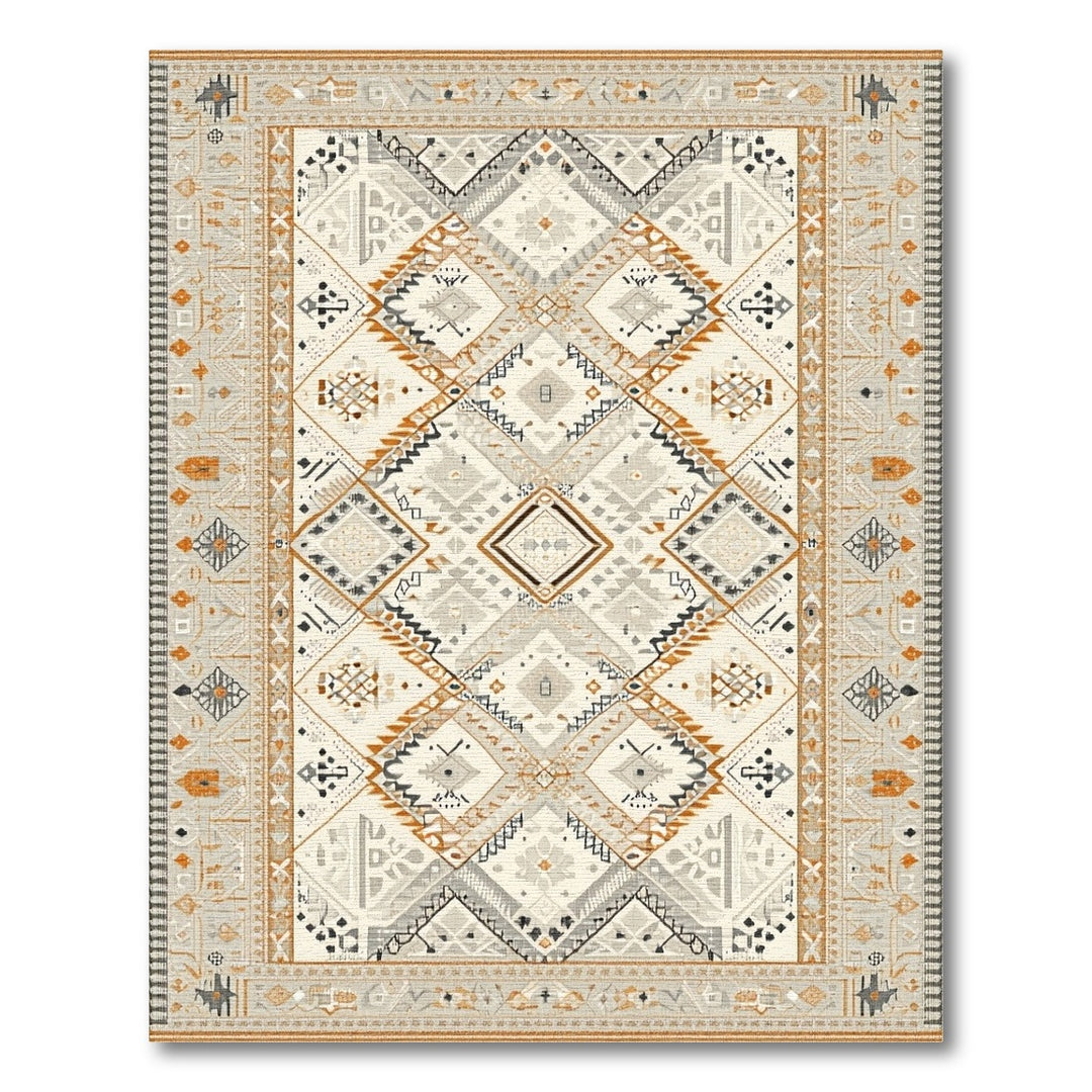 Geometric Beige Geometric Tribal Area Rug