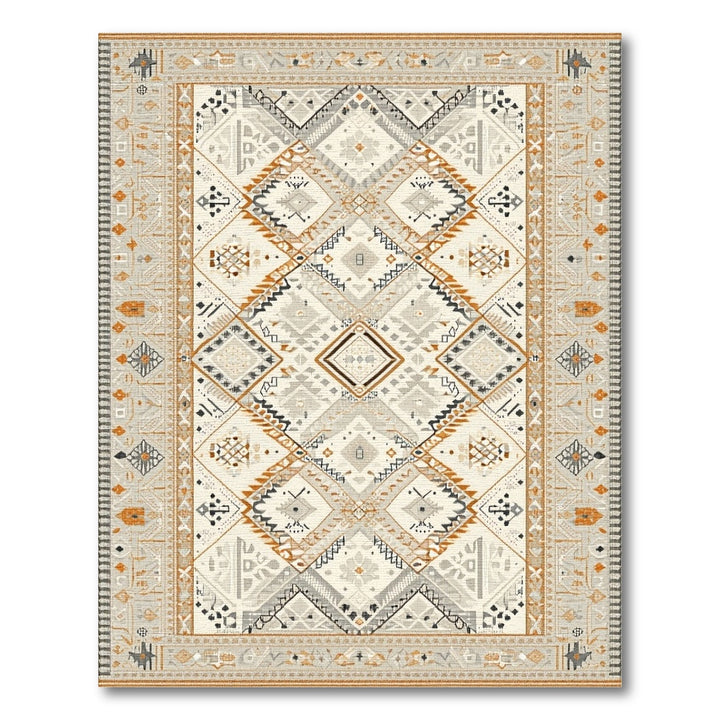 Geometric Beige Geometric Tribal Area Rug