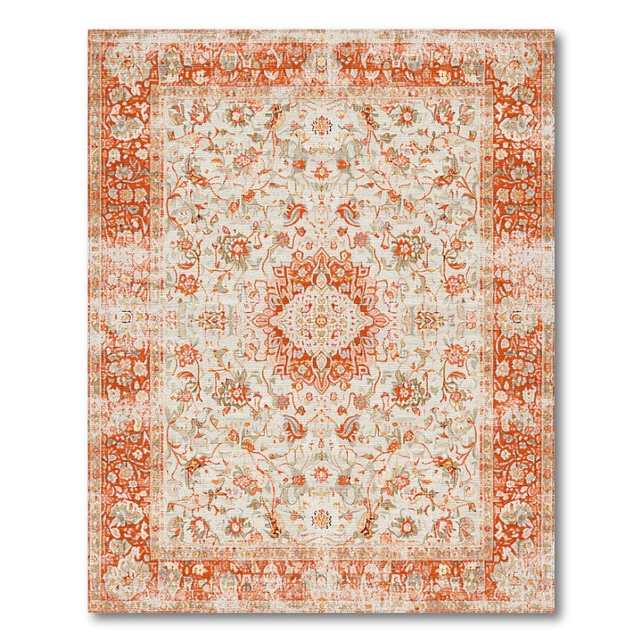 Orange Persian Floral Orange Area Rug