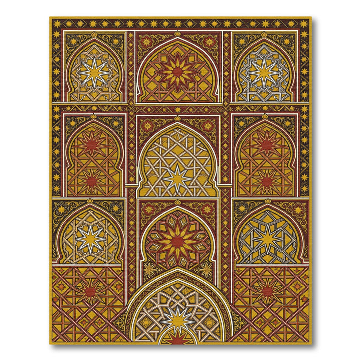 Intricate Golden Starburst Arches Rug