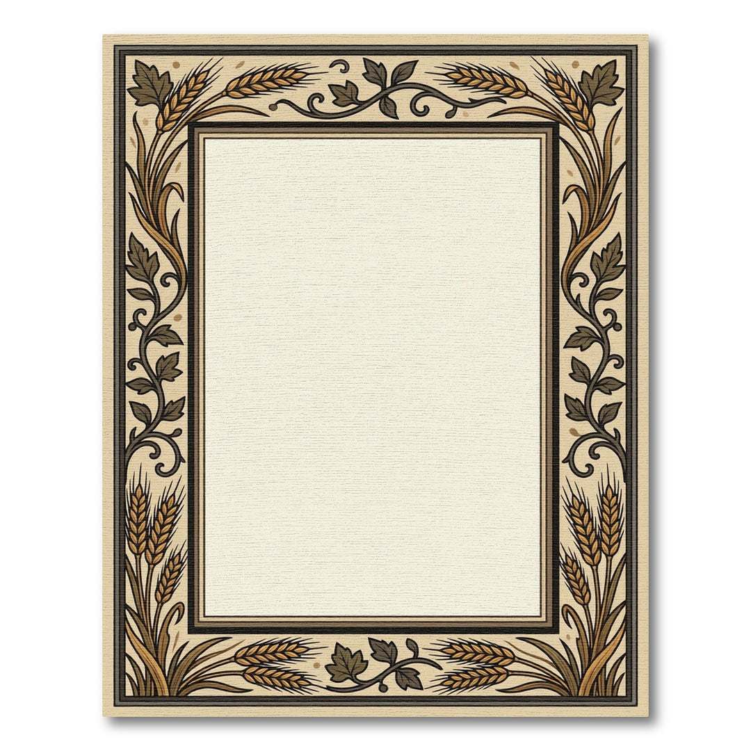 Ornate Wheat Border Illuminations Frame Rug
