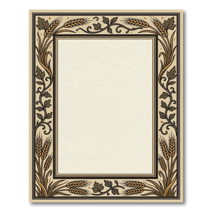 Ornate Wheat Border Illuminations Frame Rug