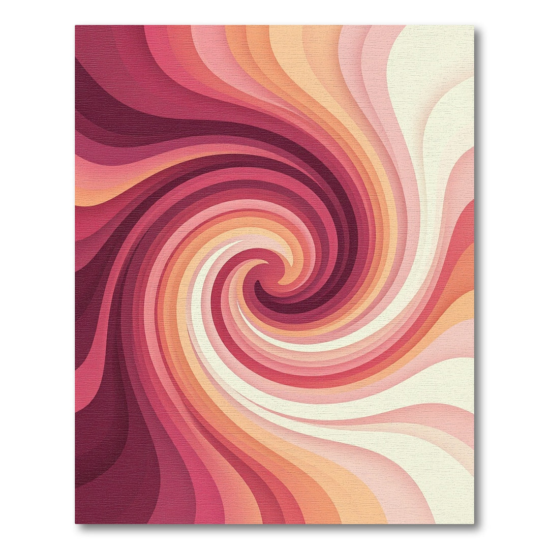 Crimson Peach Swirl Abstract Rug