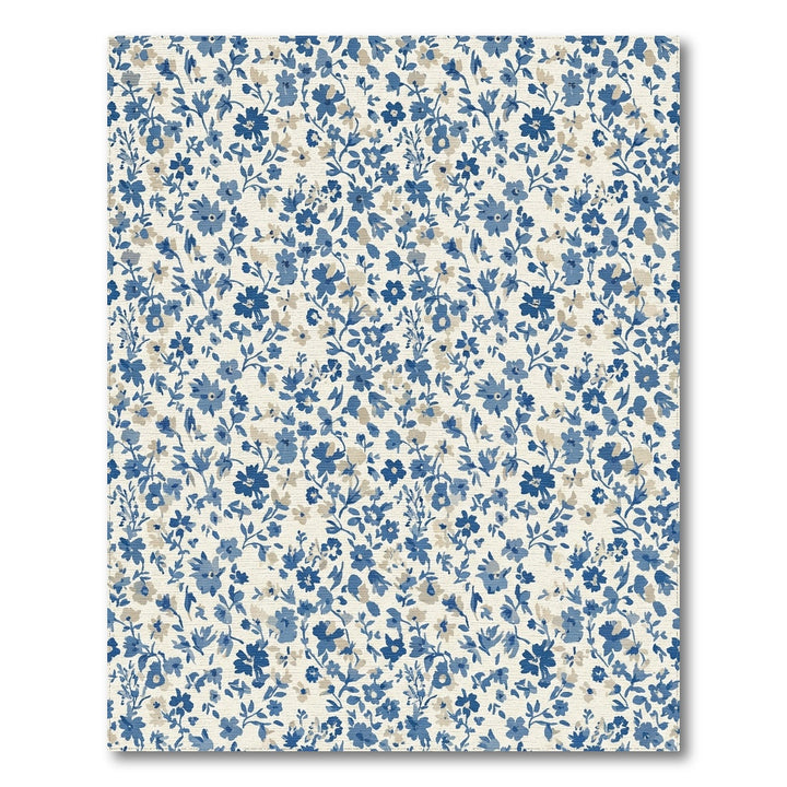 Blue Cream Small Floral Vine Rug