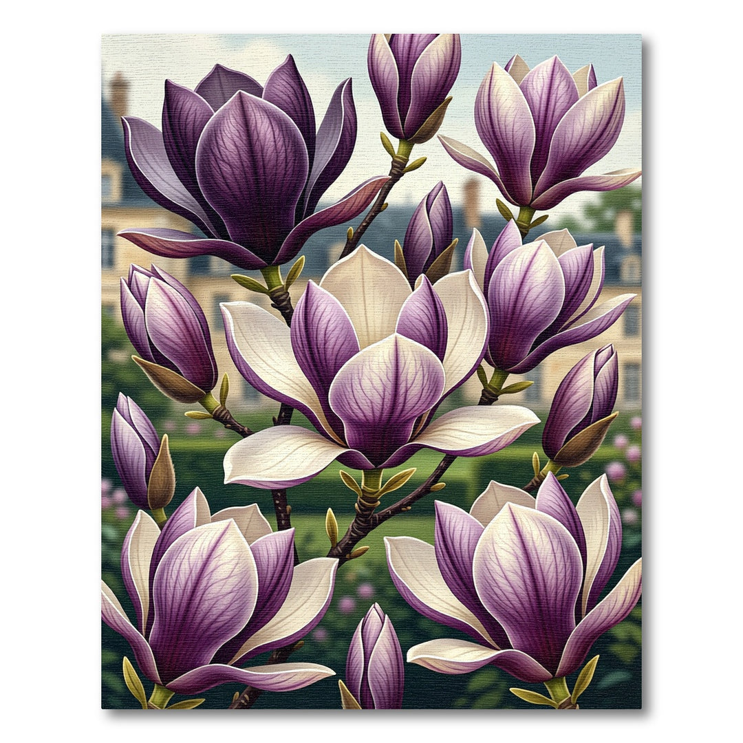 Purple Magnolia Floral Garden Rug