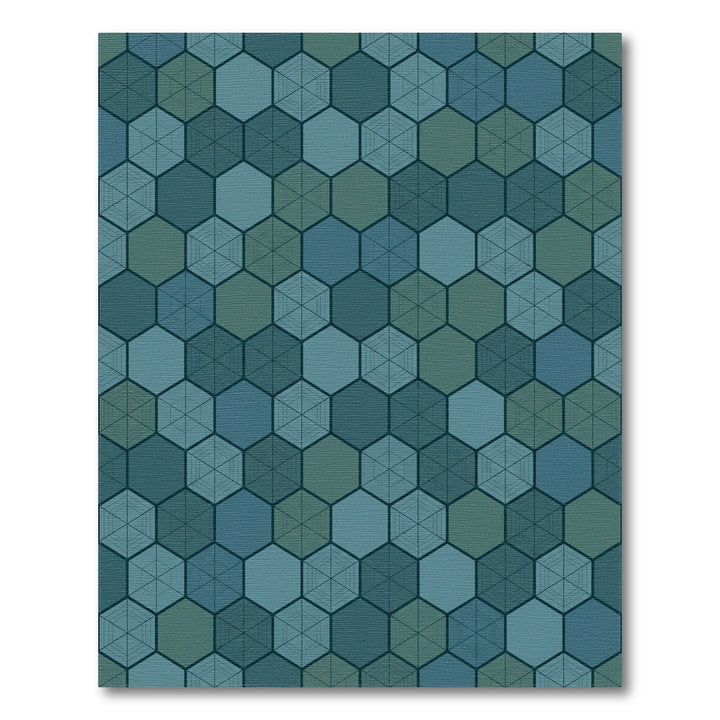 Earthy Blue Hexagonal Tessellation Rug