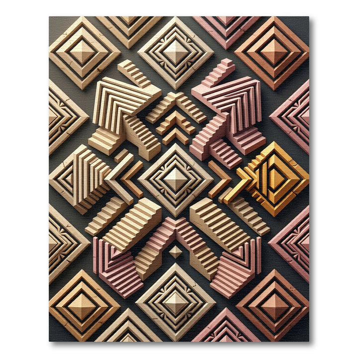 Geometric Staircase Medallion Rug