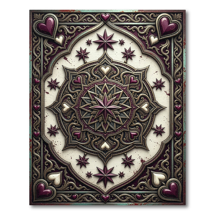 Ornate Heart Star Mandala Rug