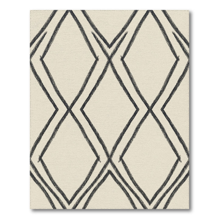Sketchy Charcoal Diamond Lattice Rug
