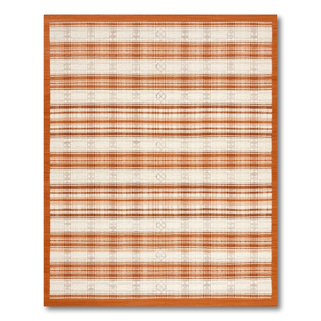 Orange Plaid Farmhouse Area Rug