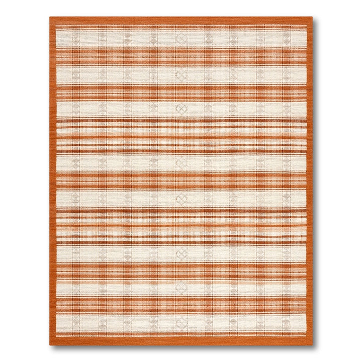 Orange Plaid Farmhouse Area Rug