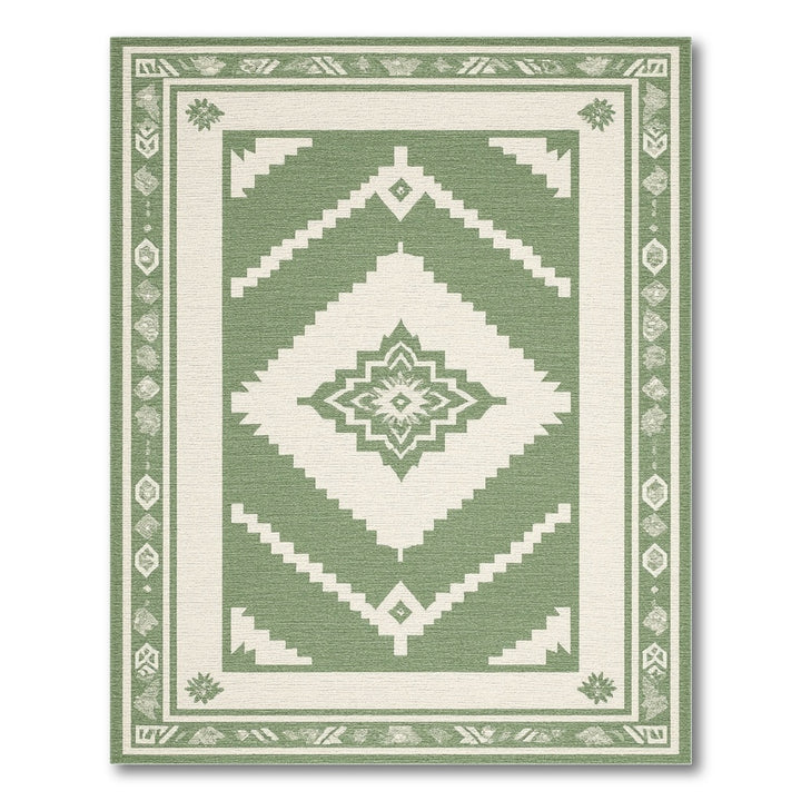 Green Southwestern Geometric Area Rug