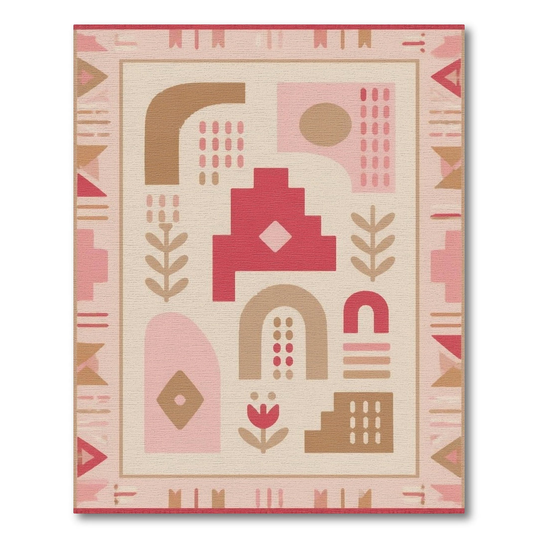 Pink Geometric Modern Washable Area Rug